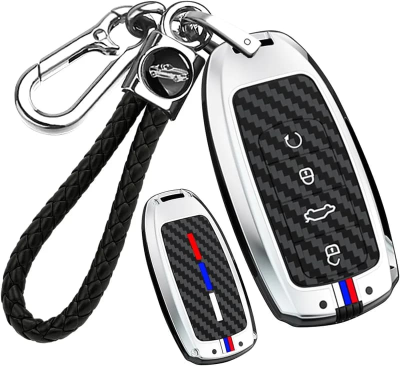 ontto Capa Para Chave Com Padrão De Fibra De Carbono, Em Metal E Silicone, Compatível Com Chery Tiggo 8 Pro, Tiggo 8 Pro Max, Tiggo 7 Pro Max E Omoda 5C.…